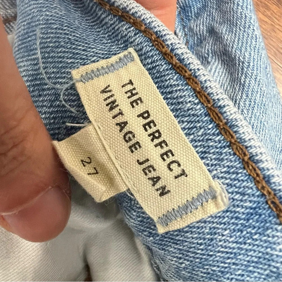 MADEWELL THE PERFECT VINTAGE JEANS KNEE RIP STRAIGHT STRETCH DENIM HIGH RISE 27 - Picture 5 of 7